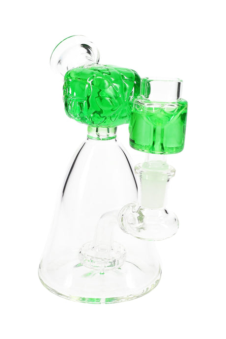 Glass Beaker Bong “Web Head” – Fluid-Filled Spider Hero – Showerhead Perc – 6″