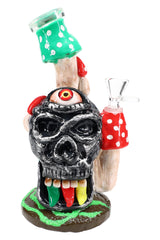 Skull Mushroom Glass Bong “Third Eye Grove” – Honeycomb Perc – 8½″