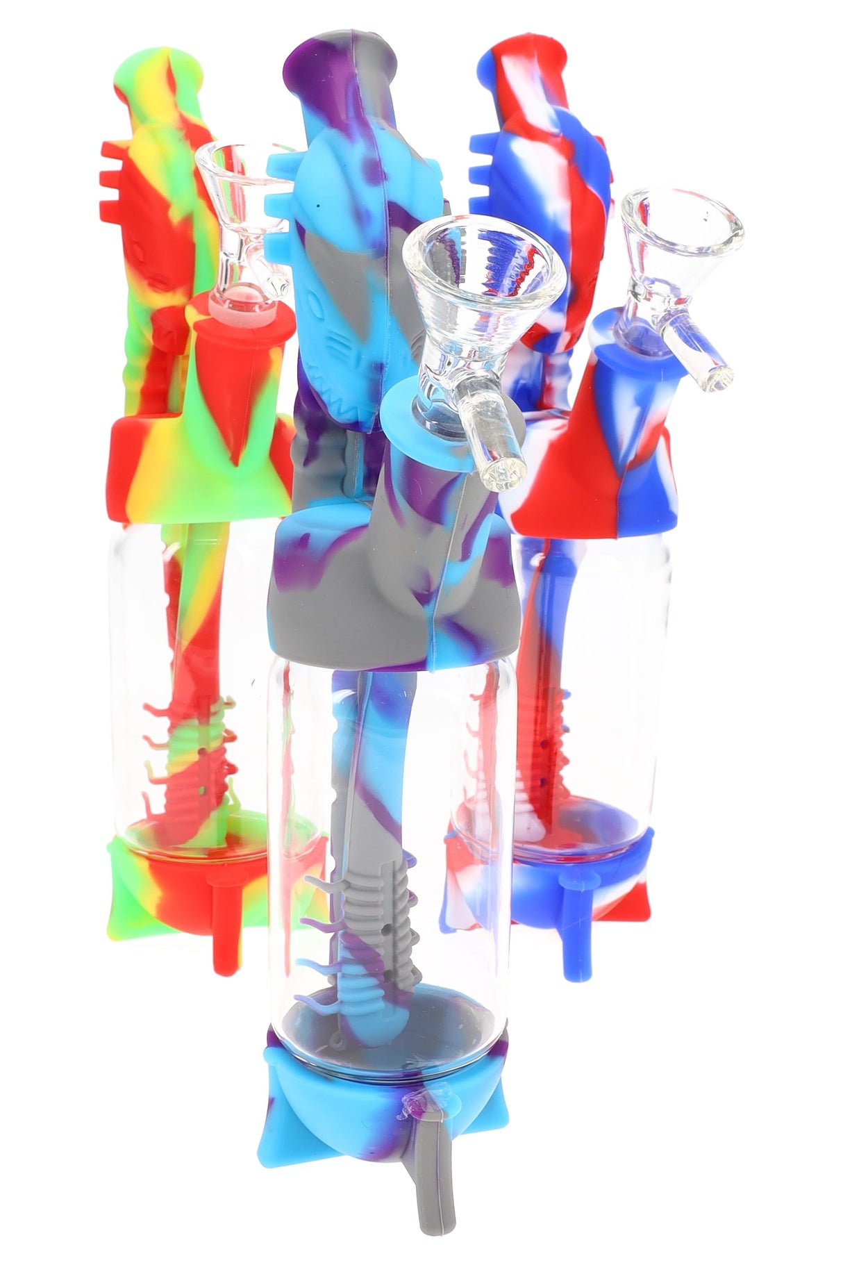 Silicone/Glass Alien Bong “Area 8” – 8″ – Assorted Colors
