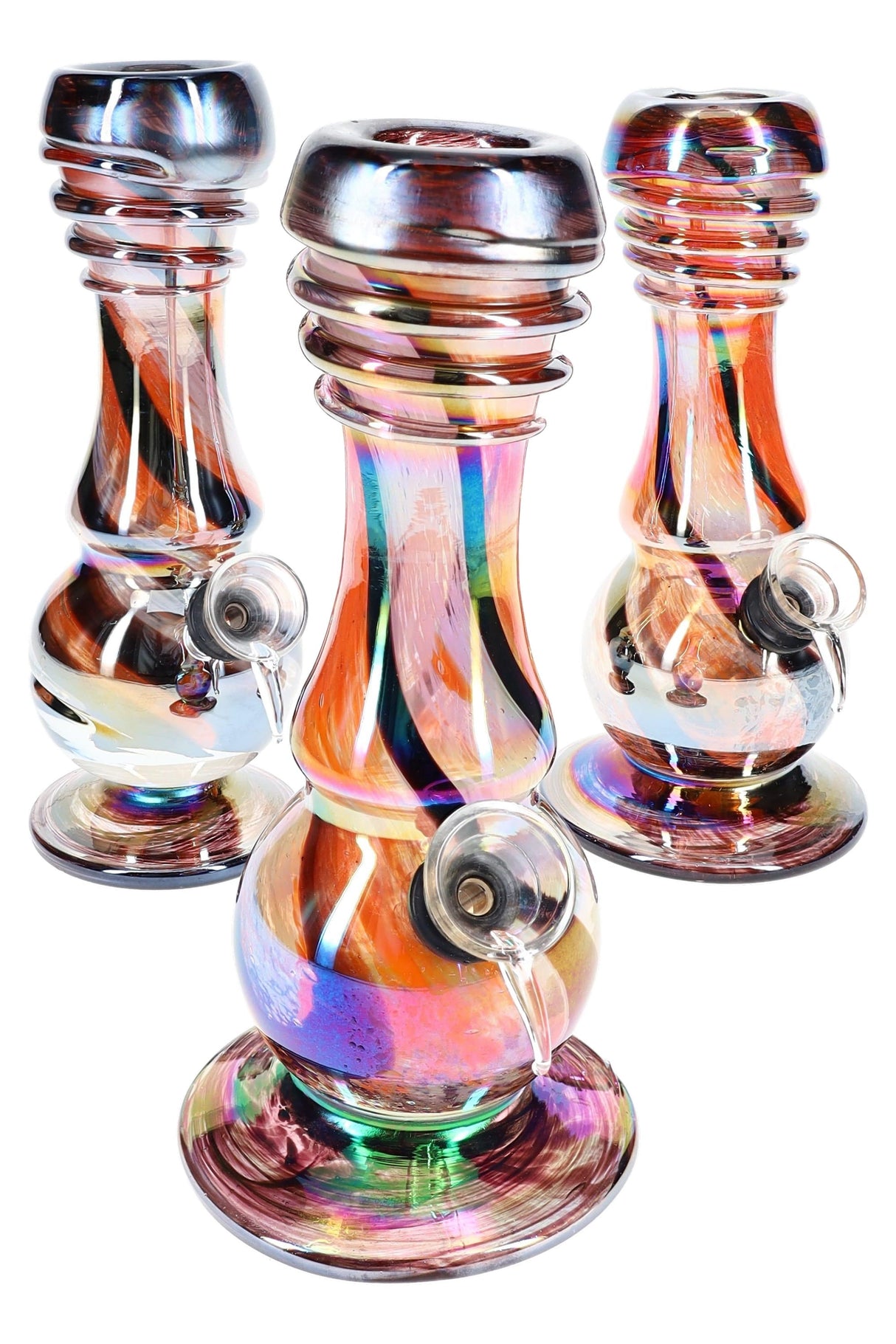 7.5″ Metallic Stripe Beaker Bong - Assorted Colors