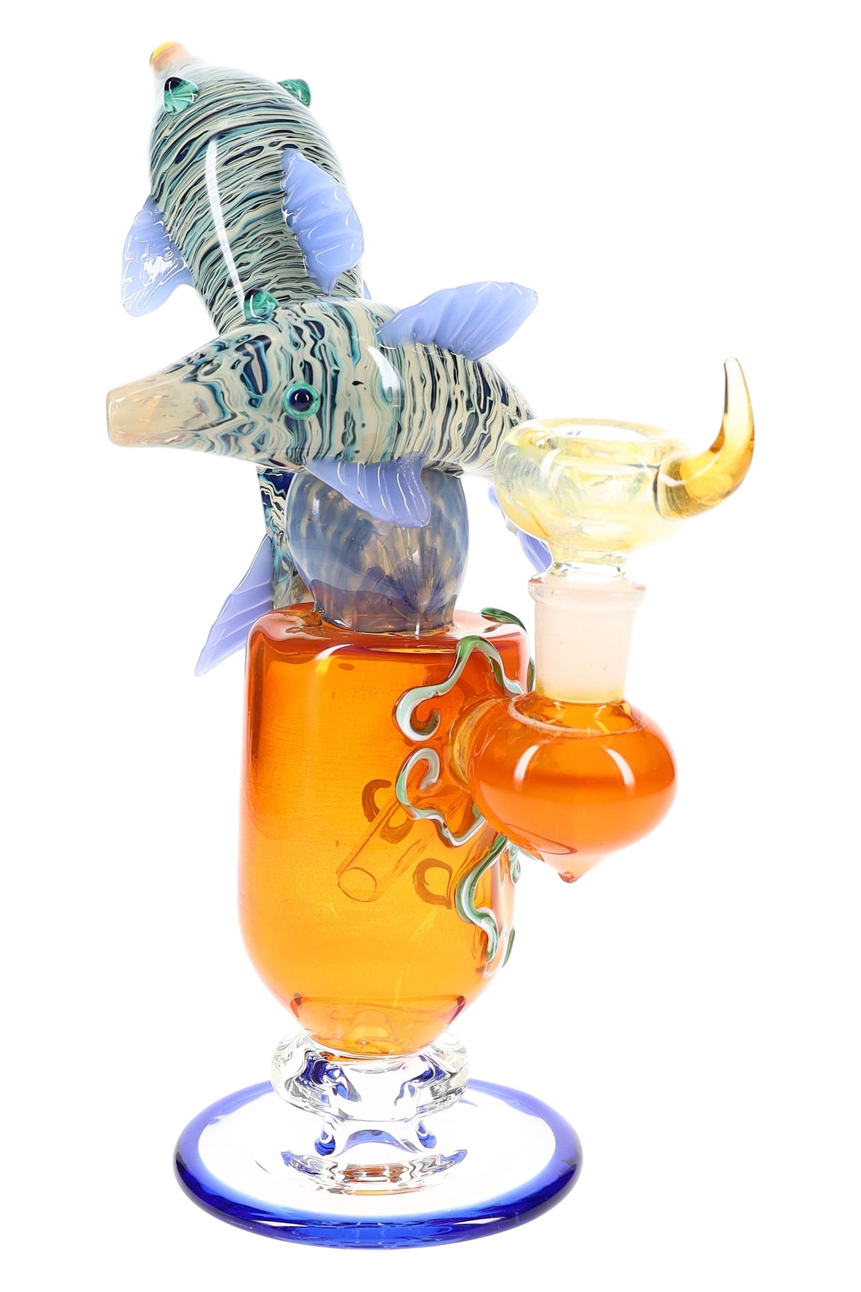 9″ Stemless Color-Changing Fume Dolphin Perc Bong