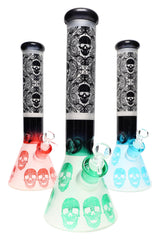 14″ 7 mm Skull Beaker Bong – Ice Pinch - Assorted Colors