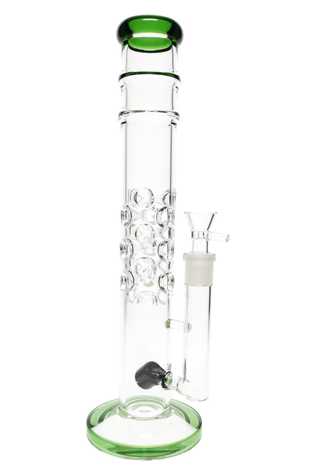 Straight Tube Glass Bong “Bubble Grip” – 14″ – Assorted Colors