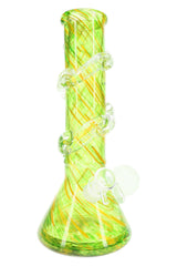Soft Glass Beaker Bong “Glow Spiral” – UV-Reactive Accents – Assorted Colors