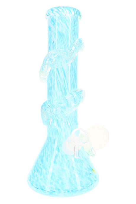 Soft Glass Beaker Bong “Glow Spiral” – UV-Reactive Accents – Assorted Colors