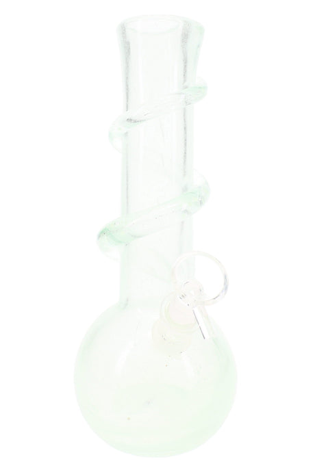 Soft Glass Round-Base Bong “Luna Loop” – UV-Reactive Spiral – Assorted Colors