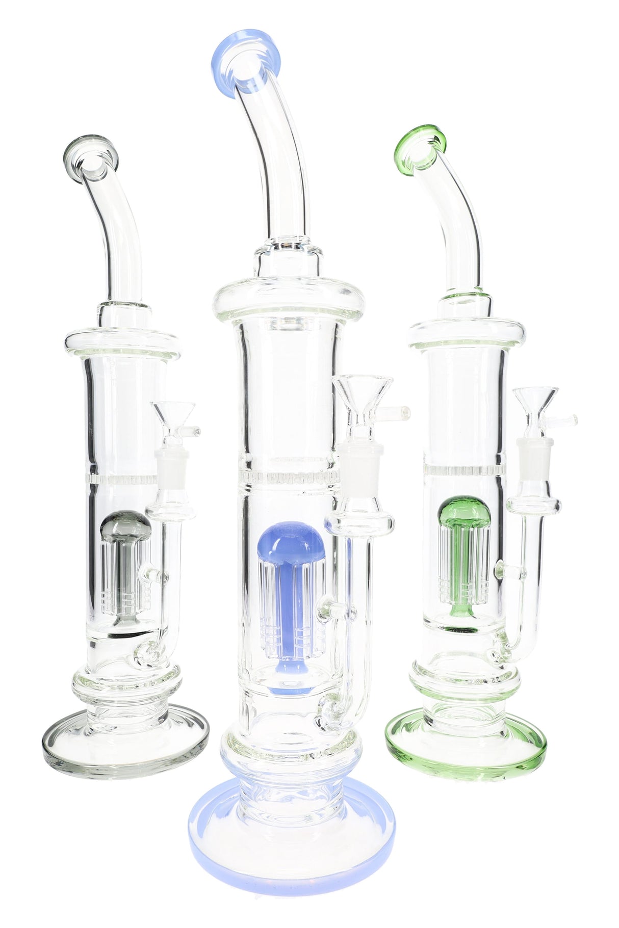 Glass Stemless GOG Straight Shooter Bong “Perc Parade” – 15″ – Assorted Colors