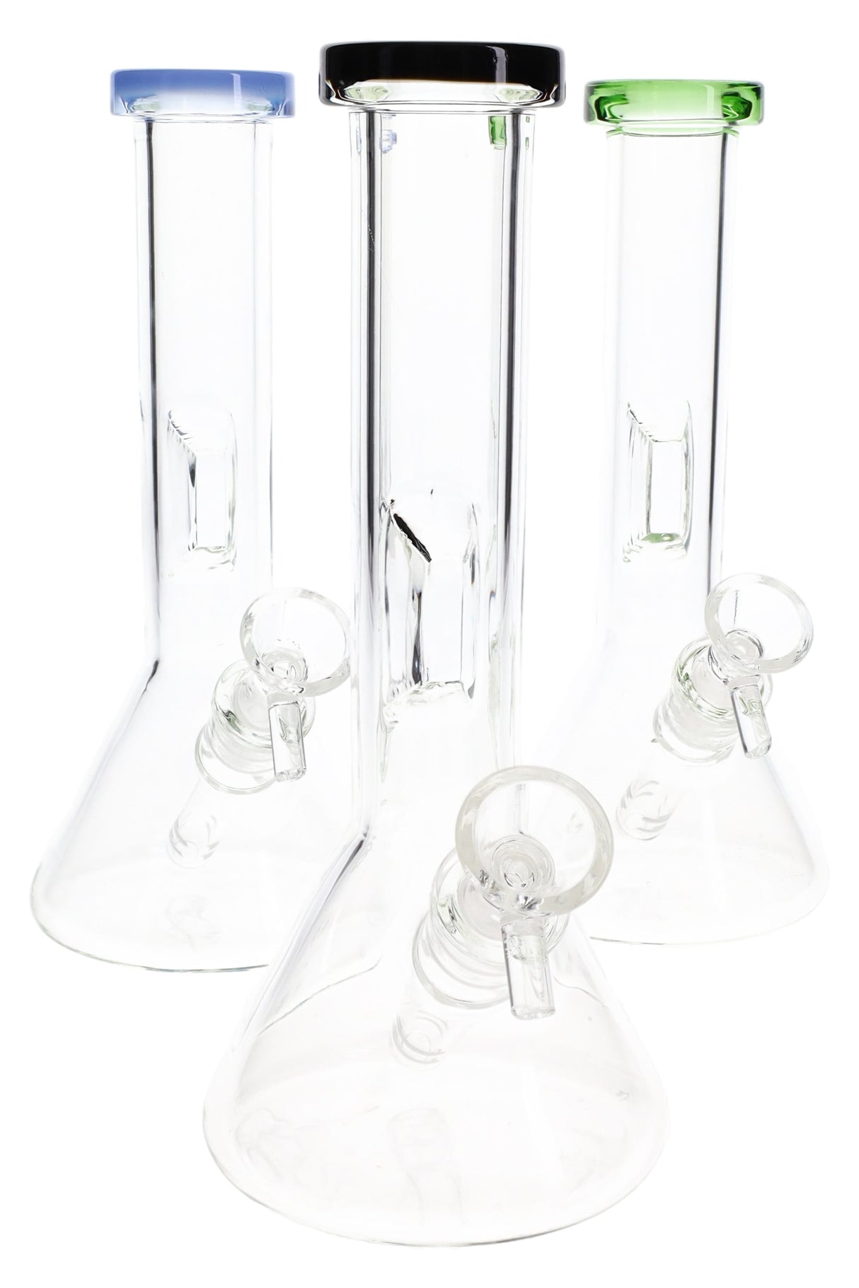 Clear Glass Beaker Bong “Rim Pop” – 8″ – Assorted Colors