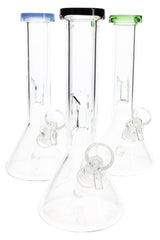 Clear Glass Beaker Bong “Rim Pop” – 8″ – Assorted Colors