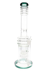 Glass Straight Tube Bong “Rings of Clarity” – Honeycomb Chamber – 18″ – Assorted Colors