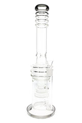 Glass Straight Tube Bong “Rings of Clarity” – Honeycomb Chamber – 18″ – Assorted Colors