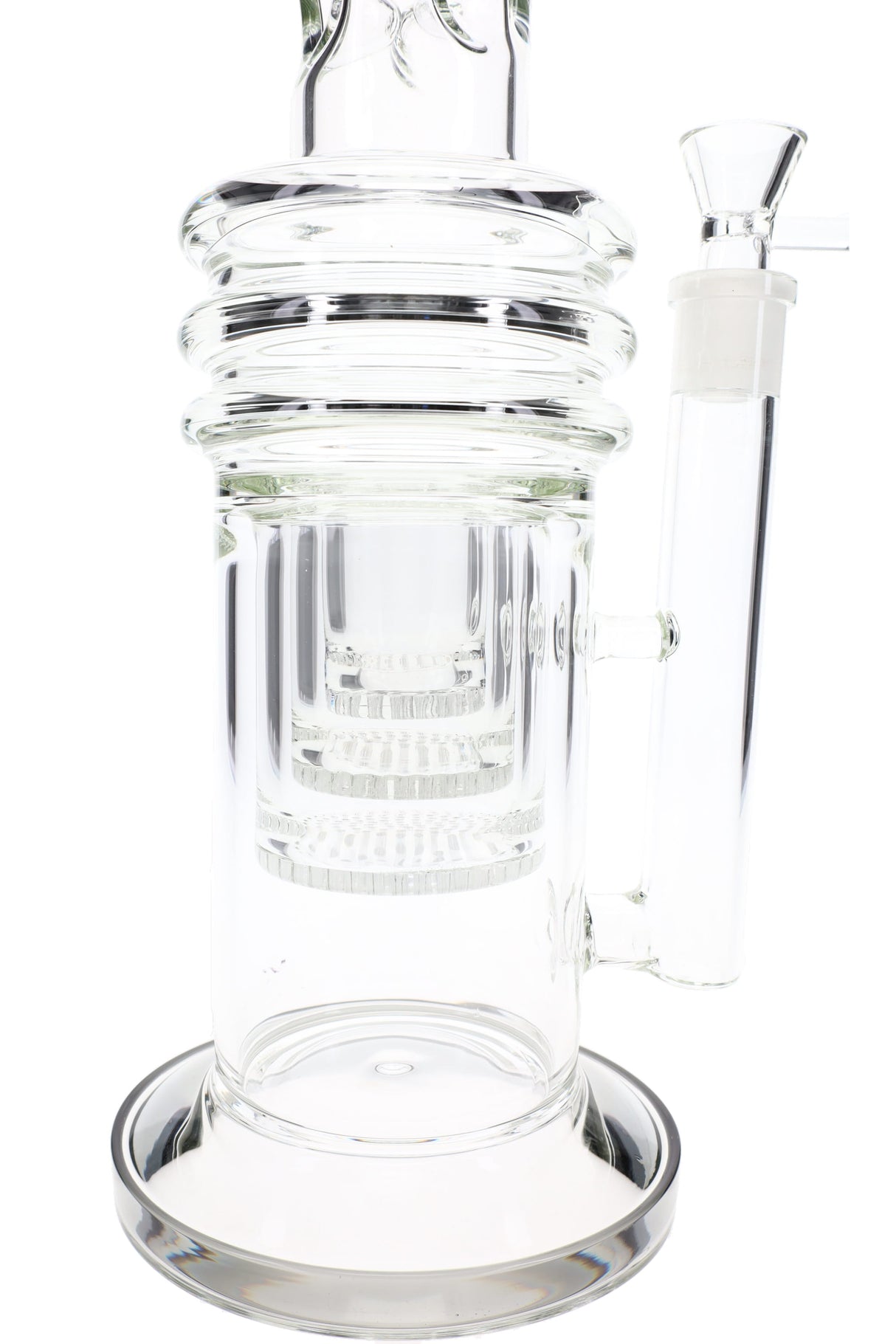 Glass Straight Tube Bong “Rings of Clarity” – Honeycomb Chamber – 18″ – Assorted Colors