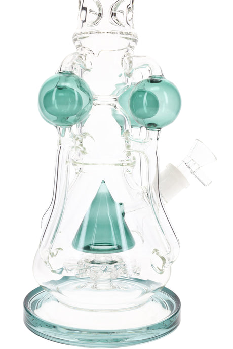 Glass Recycler Bong “Orbital” – Sprinkler Perc – 17″ – Assorted Colors