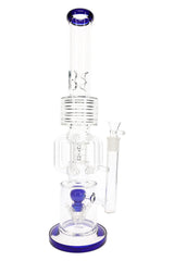Glass Straight Tube Recycler Bong “Hydra Stack” – Perc – 19″ – Assorted Colors