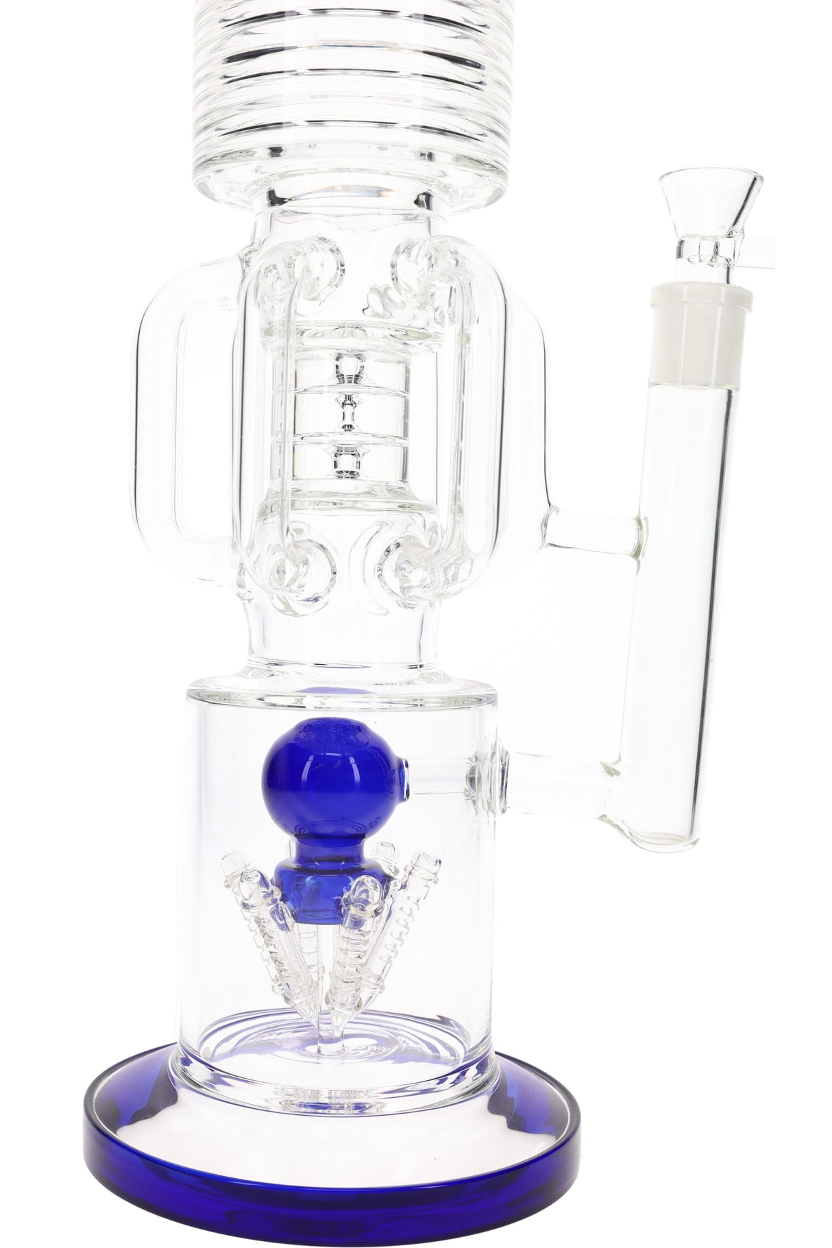 Glass Straight Tube Recycler Bong “Hydra Stack” – Perc – 19″ – Assorted Colors
