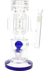 Glass Straight Tube Recycler Bong “Hydra Stack” – Perc – 19″ – Assorted Colors
