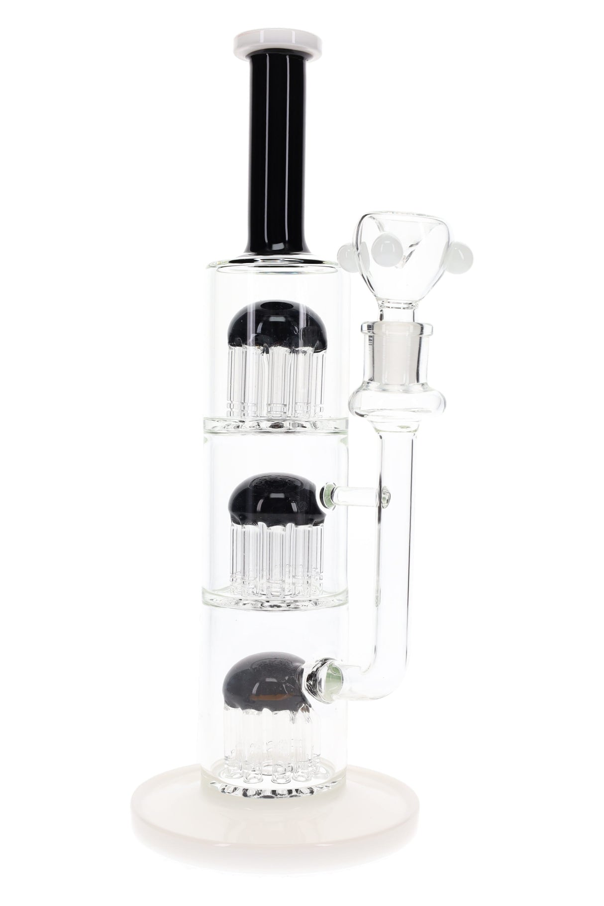Glass Straight Tube Bong “Jelly Stack” – Triple Tree Perc – 13″ – Assorted Colors