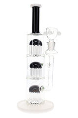 Glass Straight Tube Bong “Jelly Stack” – Triple Tree Perc – 13″ – Assorted Colors