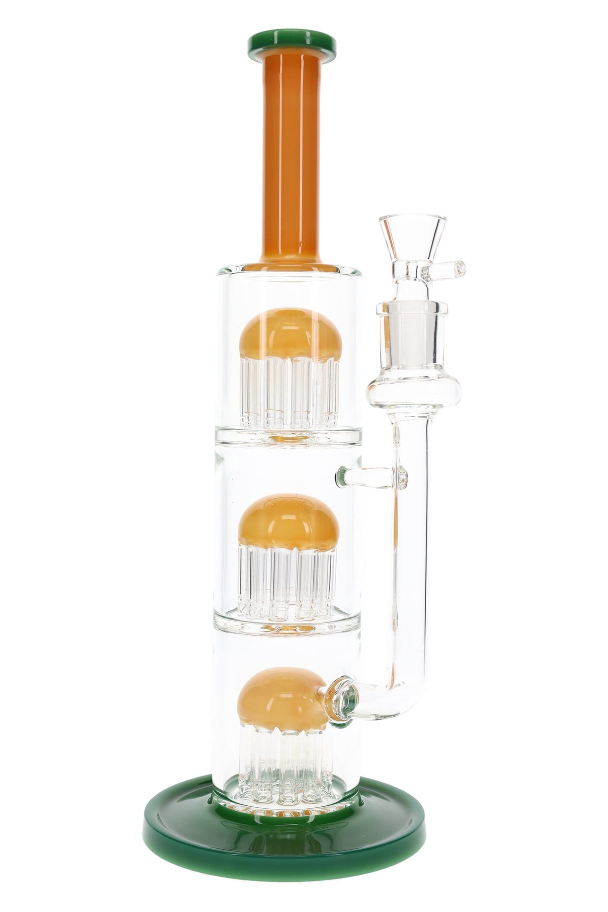 Glass Straight Tube Bong “Jelly Stack” – Triple Tree Perc – 13″ – Assorted Colors
