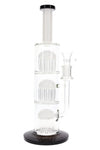 Glass Straight Tube Bong “Jelly Stack” – Triple Tree Perc – 13″ – Assorted Colors