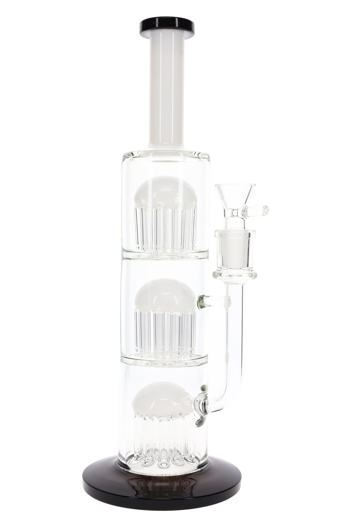 Glass Straight Tube Bong “Jelly Stack” – Triple Tree Perc – 13″ – Assorted Colors