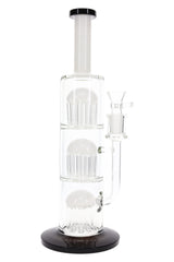 Glass Straight Tube Bong “Jelly Stack” – Triple Tree Perc – 13″ – Assorted Colors