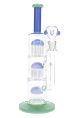 Glass Straight Tube Bong “Jelly Stack” – Triple Tree Perc – 13″ – Assorted Colors