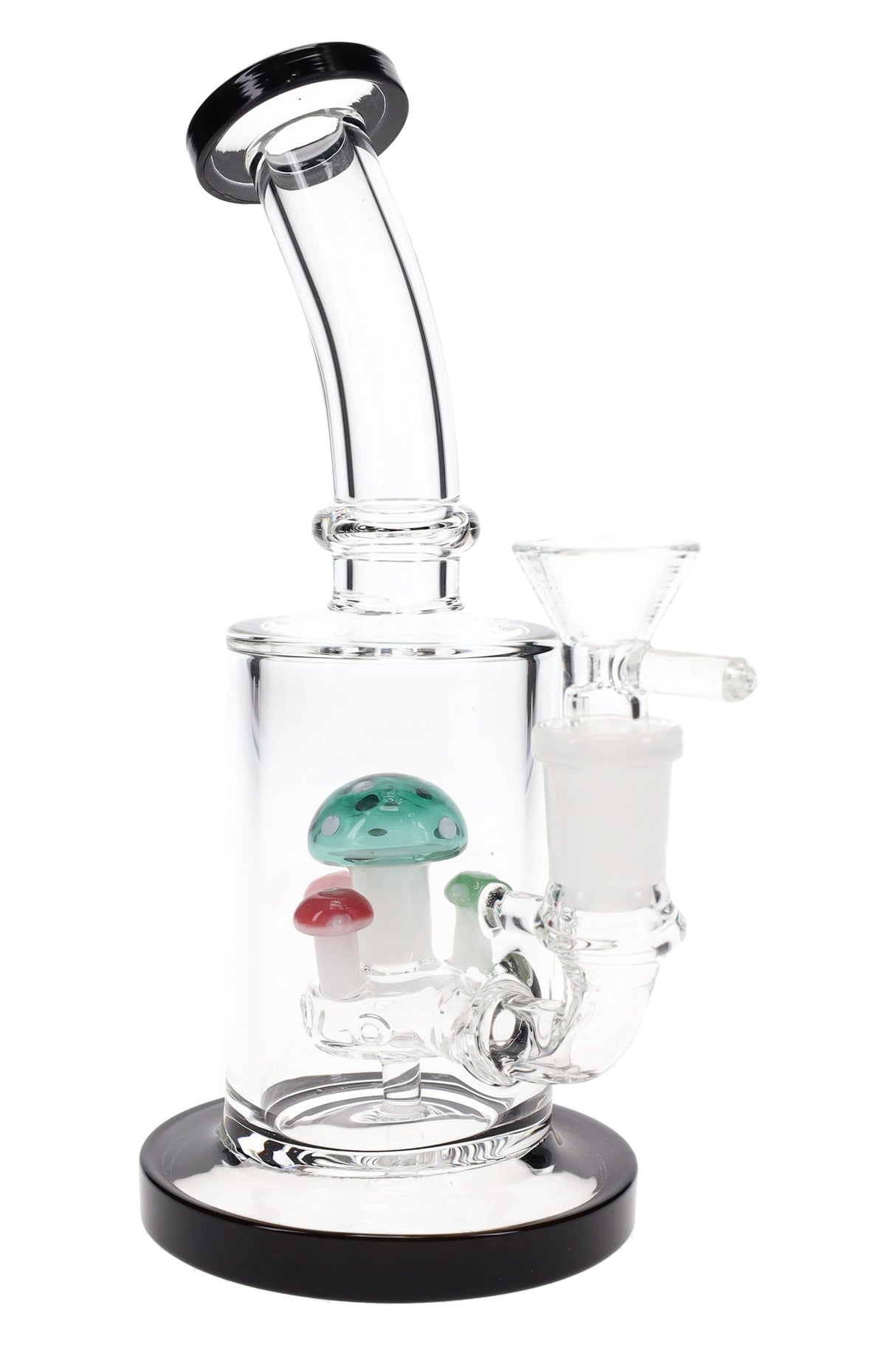 Glass Straight Tube Bong “Shroom Bloom” – Mushroom Perc – 7″ – Assorted Colors