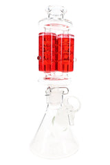 Fluid-Filled Triple Chamber Beaker Bong “Freeze Trio” – 10.5″ – Assorted Colors