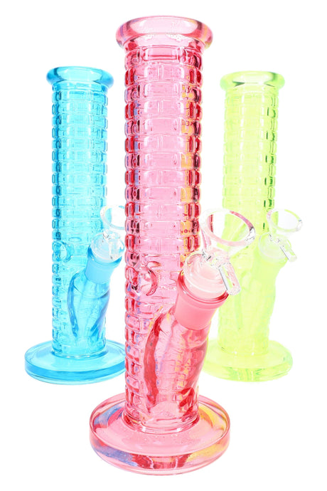 Colored Glass Brick Straight Shooter Bong “Brick House” – 9½″ – Ice Pinch – Assorted Colors