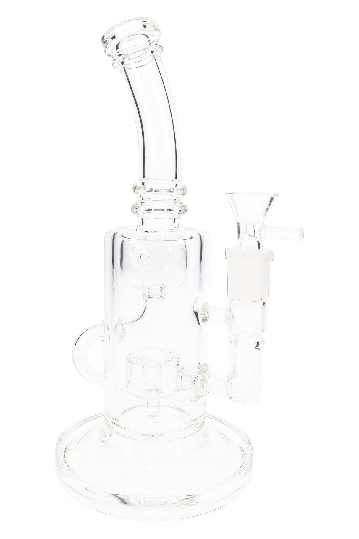 GoG Clear Stemless Recycler Bong – 9½″ – Drum Perc – Fabergé Chamber