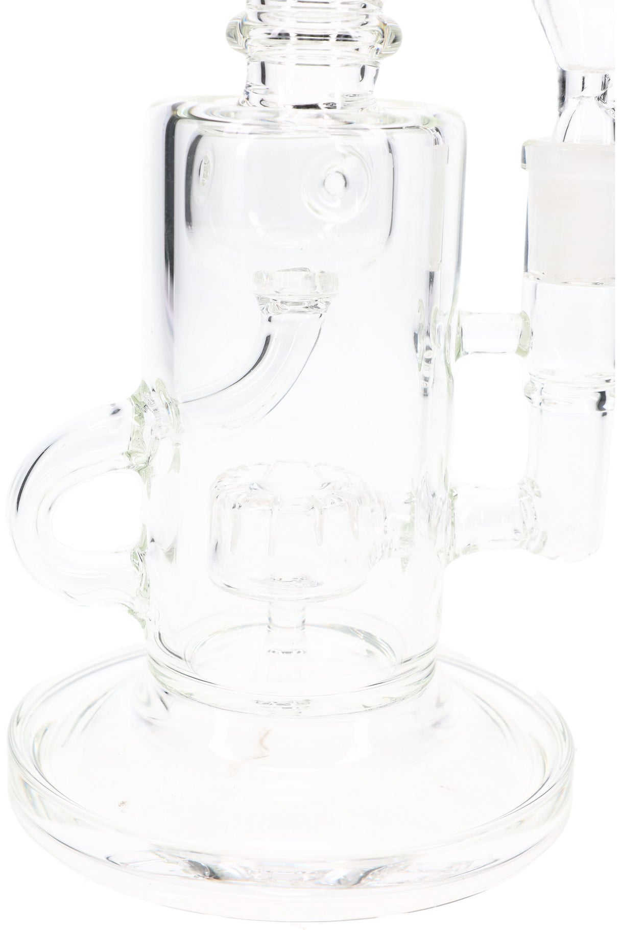 GoG Clear Stemless Recycler Bong – 9½″ – Drum Perc – Fabergé Chamber