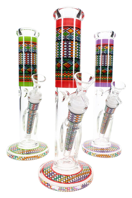 GoG Criss-Cross Straight Shooter Bong “Color Lattice” – 10″ – Ice Pinch – Assorted Colors