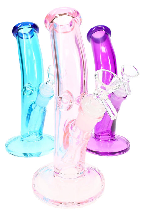 Colored Glass-on-Glass Curved Bong “S-Curve Sipper” – 8½″ – Assorted Colors