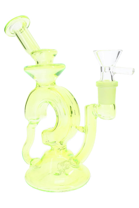 Stemless Glass Funky Recycler Bong “Ripple Orbit” – 7″ – Assorted Colors