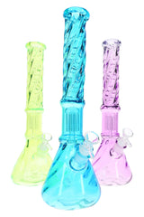 Twisted Glass Beaker Bong “Tree Twist” – Tree Perc – 15″ – Assorted Colors
