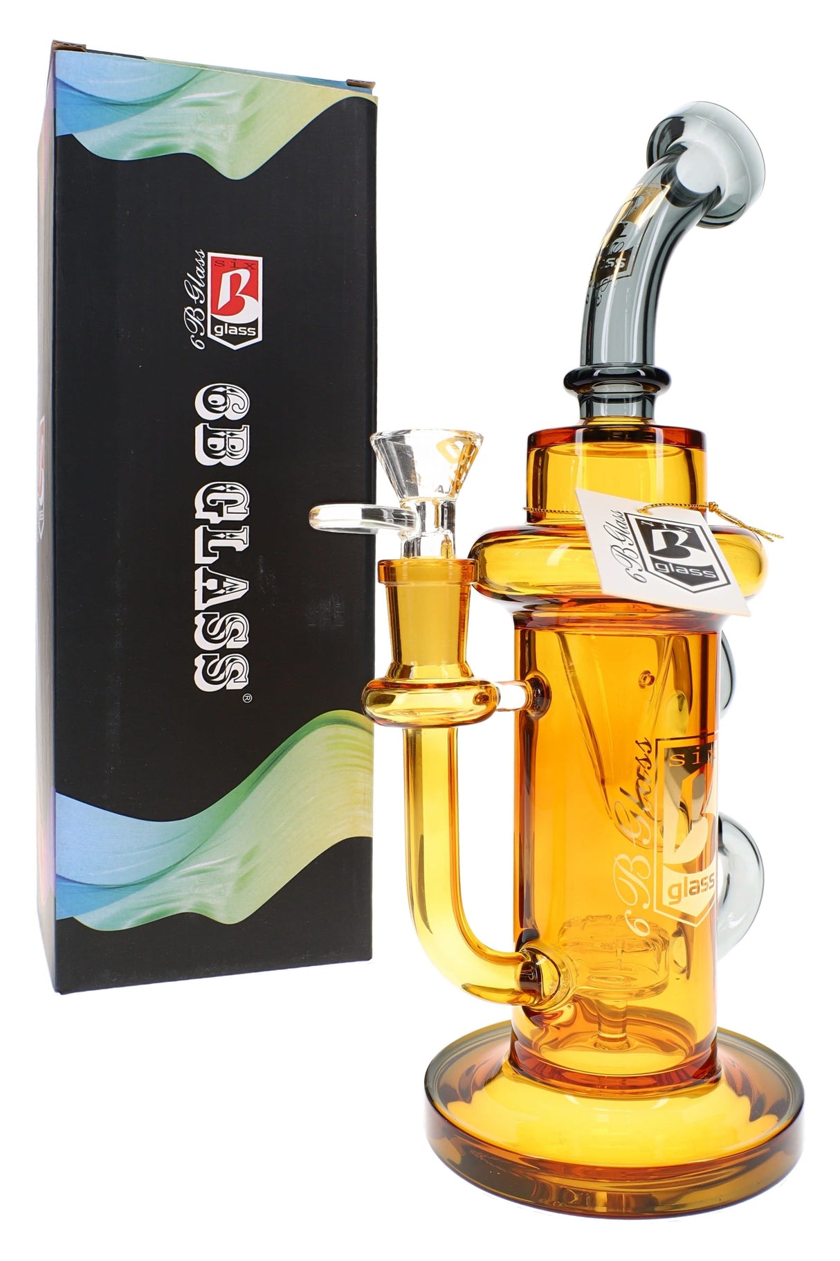 6B Glass Recycler Bong – 10″ – Assorted Colors