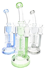 Glass HexaRecycler Bong “Six Shooter” – 11½″ – Assorted Colors