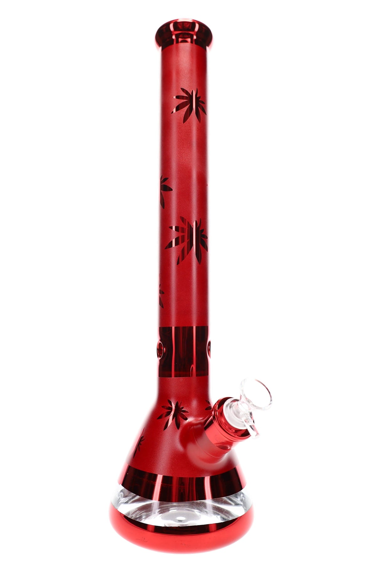 Metallic Leaf Glass Beaker Bong “Leaf Luxe” – Ice Pinch – 18″