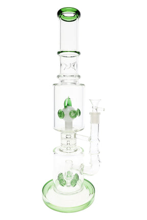 Twin Tower dual drum perc stemless glass bong