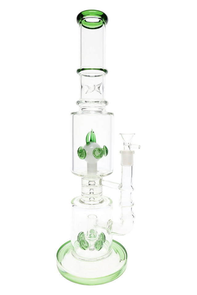 Twin Tower dual drum perc stemless glass bong