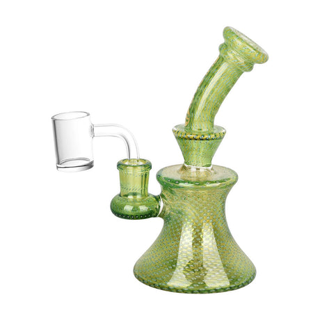 Pulsar Bubble Matrix Hourglass Dab Rig in green, 6.5" tall, 14mm female joint, with clear dome