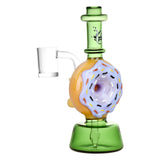 Pulsar Delightful Donut Rig in Wildberry, 6.75" with 14mm quartz bucket, front view on white background