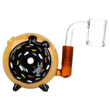 Pulsar Donut Mini Chugger Rig in Chocolate color, front view, with borosilicate glass and 10mm female joint