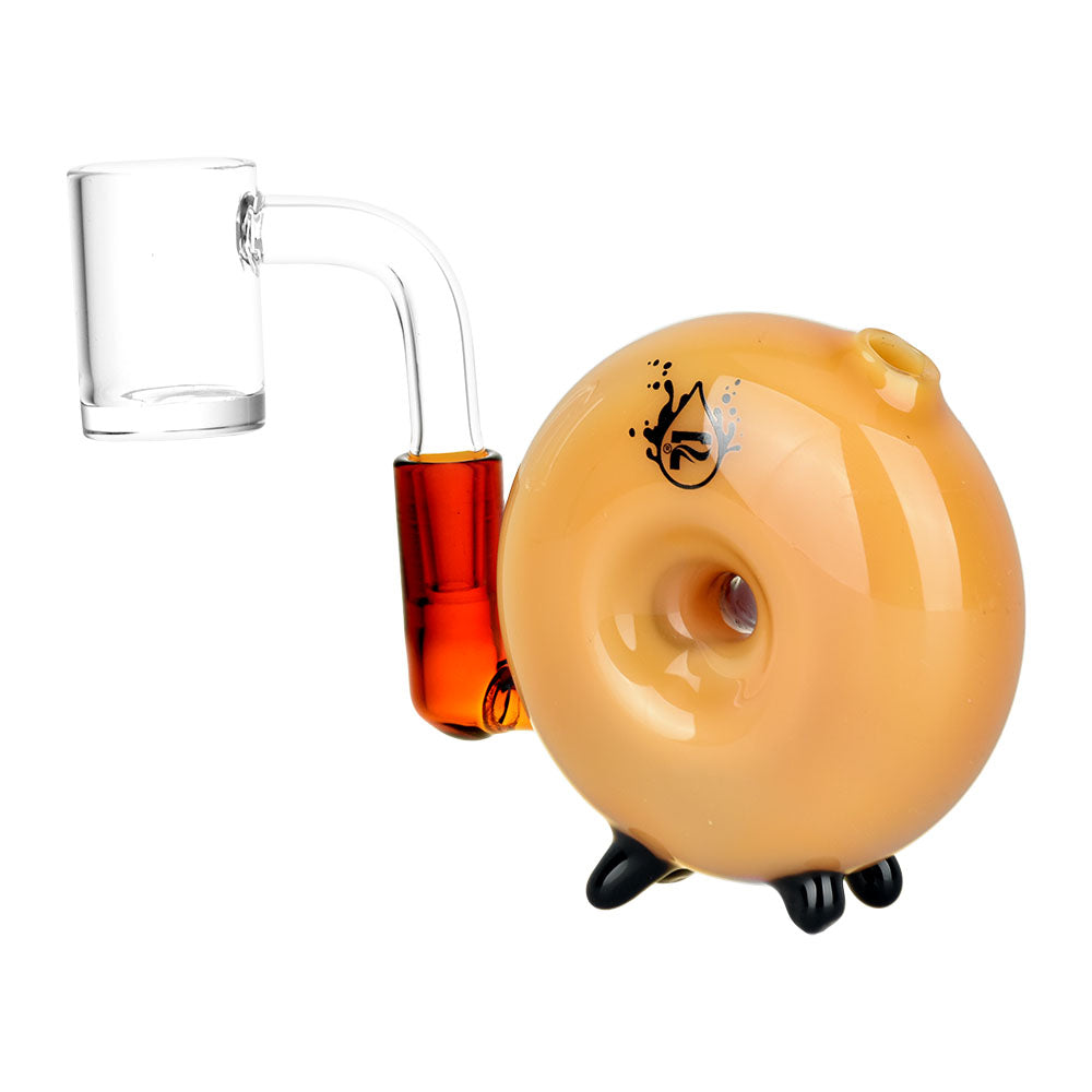 Pulsar Donut Mini Chugger Rig in Amber, 3" size, 10mm Female Joint, Borosilicate Glass, Front View