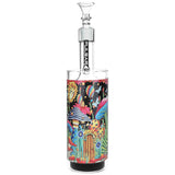 Pulsar Cosmic Delights Gravity Bong with vibrant colored glass design, 11.25" tall, front view