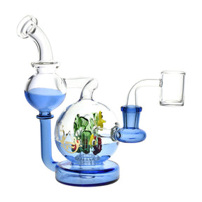 Pulsar Sea Globe Recycler Dab Rig with intricate glasswork and 14mm female joint - front view