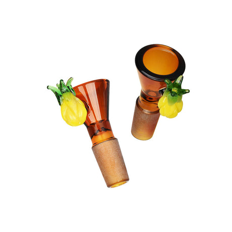Pulsar Pineapple Express Herb Pipe in Borosilicate Glass, 14mm, Glows in Dark, Top View