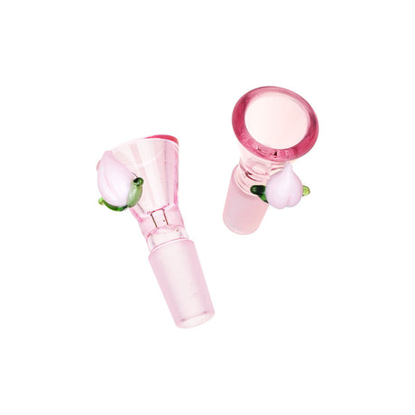 Pulsar Peaches & Cream Glow Duo Herb Pipe, 10" size with 14mm joint, borosilicate glass, top view