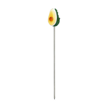 Pulsar Avocado-Themed Herb Pipe with 14mm Female Joint, Front View on White Background